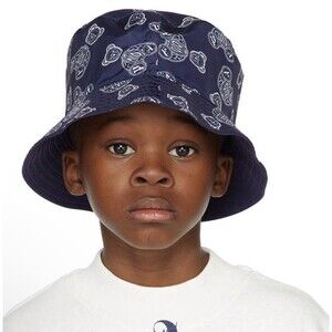 Palm Angels Kids Navy Paisley Bear Bucket Hat Infant Retail $80